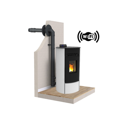 PACK Poêle à granulés rond R9 FIREMATIC + Kit ventouse Dinak + Module Wifi